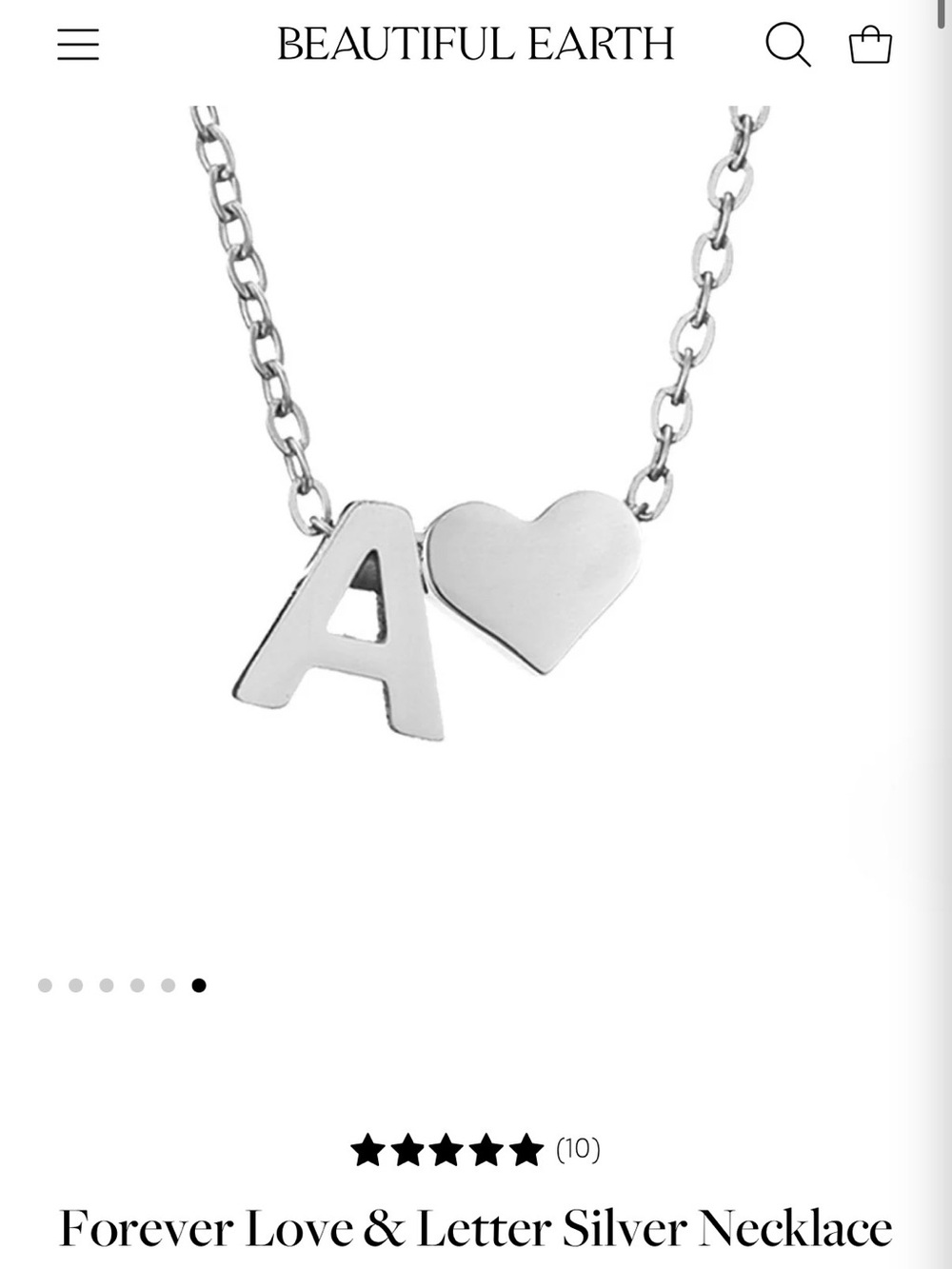 Silver 'A' Initial & Heart Necklace
